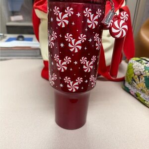 Disney Red Tumbler with Peppermint Mickey Design